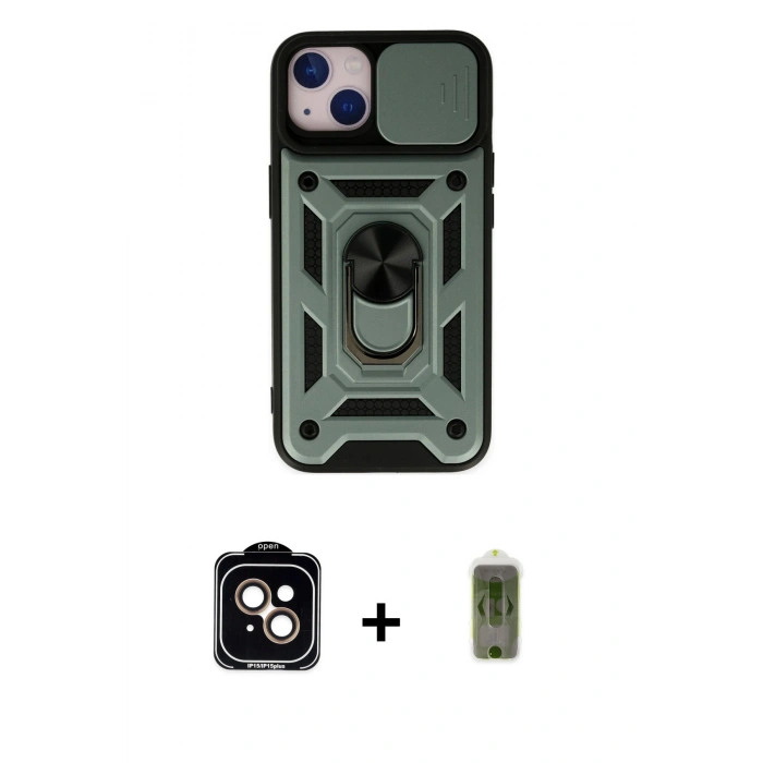 MARSİLYAN™- iPhone 14 Kılıf Ahenk Klasik - Siyah Joko Magic 5D Hayalet Cam + PVD Metal Kamera Lens - TU
