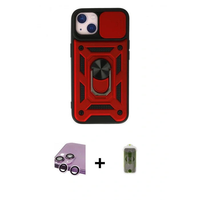 MARSİLYAN™- iPhone 14 Kılıf Ahenk Klasik - Siyah Joko Magic 5D Hayalet Cam + Raze Metal Kamera Lens - MR