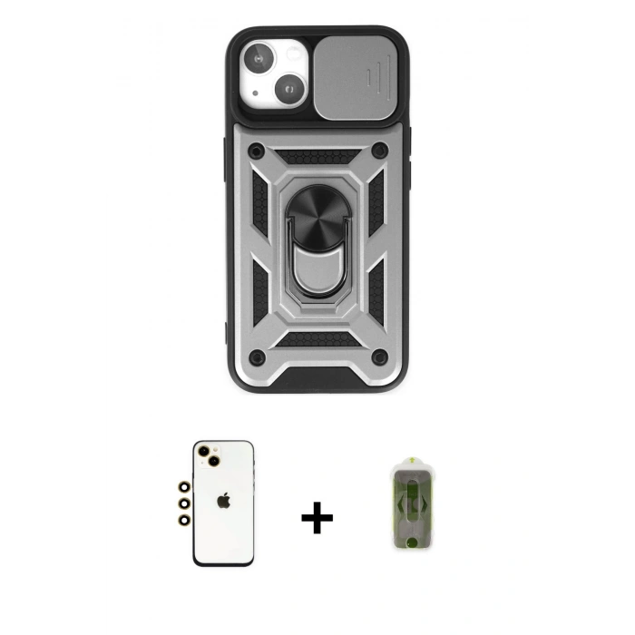 MARSİLYAN™- iPhone 14 Kılıf Ahenk Klasik - Siyah Joko Magic 5D Hayalet Cam + Shine Kamera Lens - GD