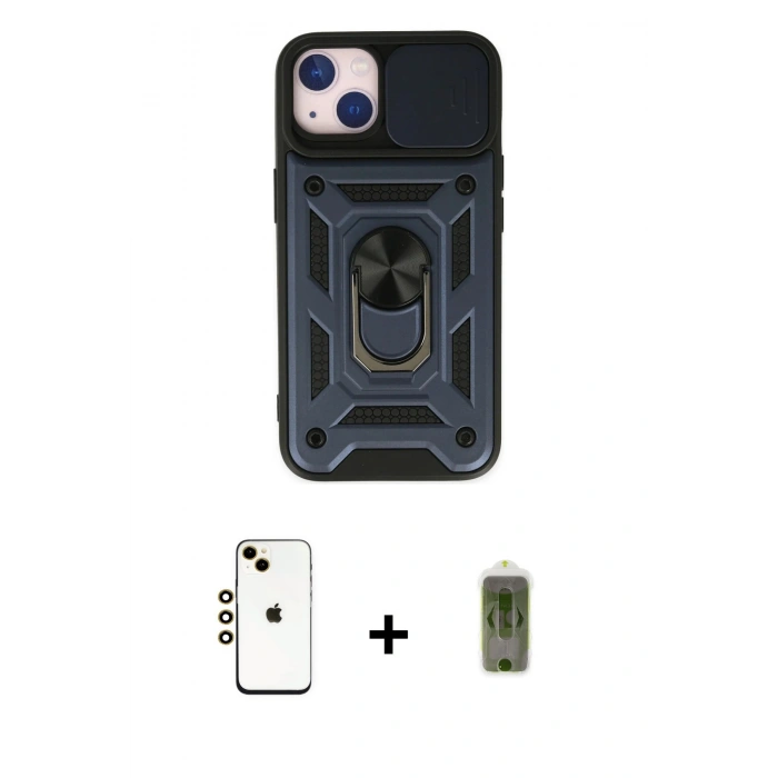 MARSİLYAN™- iPhone 14 Kılıf Ahenk Klasik - Siyah Joko Magic 5D Hayalet Cam + Shine Kamera Lens - GD