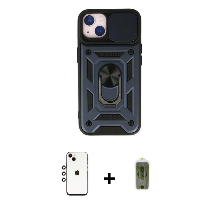 MARSİLYAN™- iPhone 14 Kılıf Ahenk Klasik - Siyah Joko Magic 5D Hayalet Cam + Shine Kamera Lens - GI
