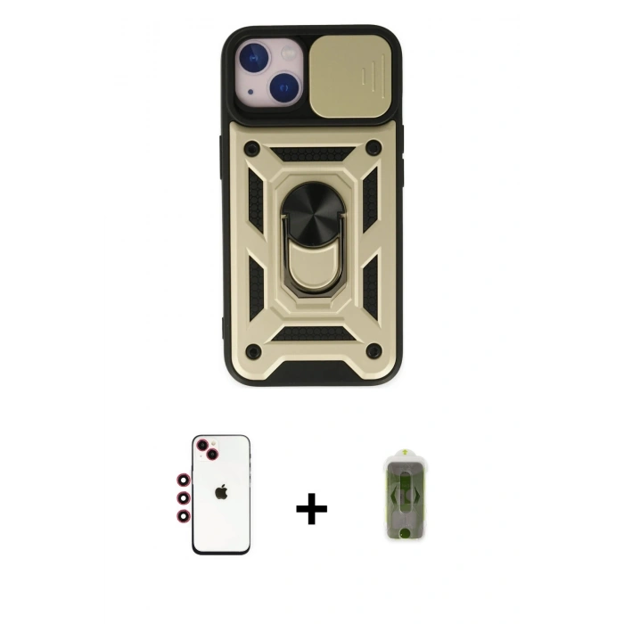 MARSİLYAN™- iPhone 14 Kılıf Ahenk Klasik - Siyah Joko Magic 5D Hayalet Cam + Shine Kamera Lens - KI