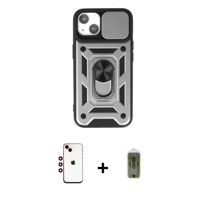 MARSİLYAN™- iPhone 14 Kılıf Ahenk Klasik - Siyah Joko Magic 5D Hayalet Cam + Shine Kamera Lens - KI