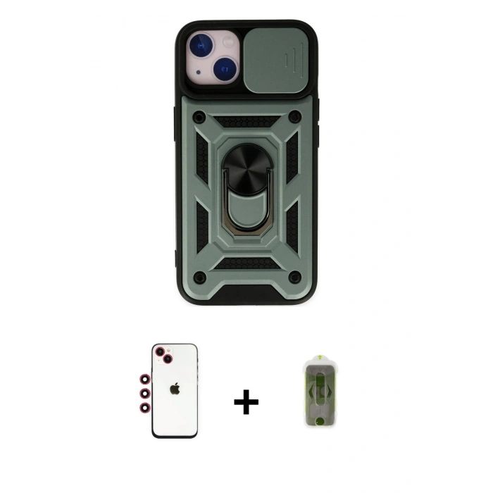 MARSİLYAN™- iPhone 14 Kılıf Ahenk Klasik - Siyah Joko Magic 5D Hayalet Cam + Shine Kamera Lens - KI