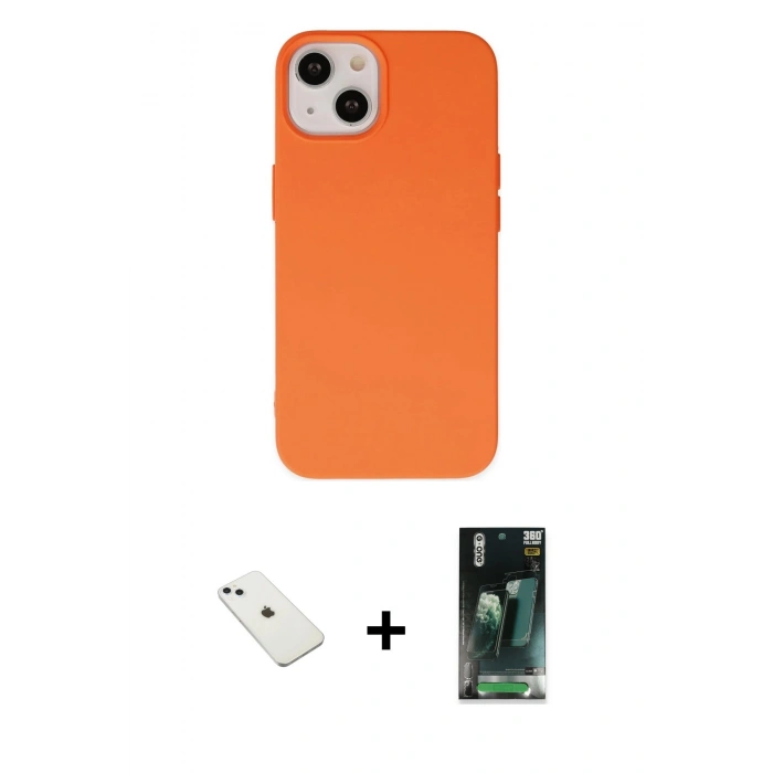 MARSİLYAN™- iPhone 14 Kılıf Ahenk Serisi - Şeffaf 360 Full Body Arka Koruyucu + Diamond Kamera Lens - SABE
