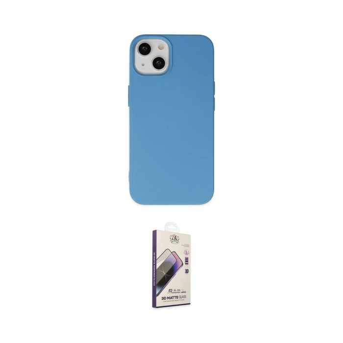 MARSİLYAN™- iPhone 14 Kılıf Ahenk Serisi - Siyah Bilvis 3D Mat Cam Ekran Koruyucu