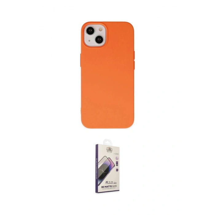 MARSİLYAN™- iPhone 14 Kılıf Ahenk Serisi - Siyah Bilvis 3D Mat Cam Ekran Koruyucu