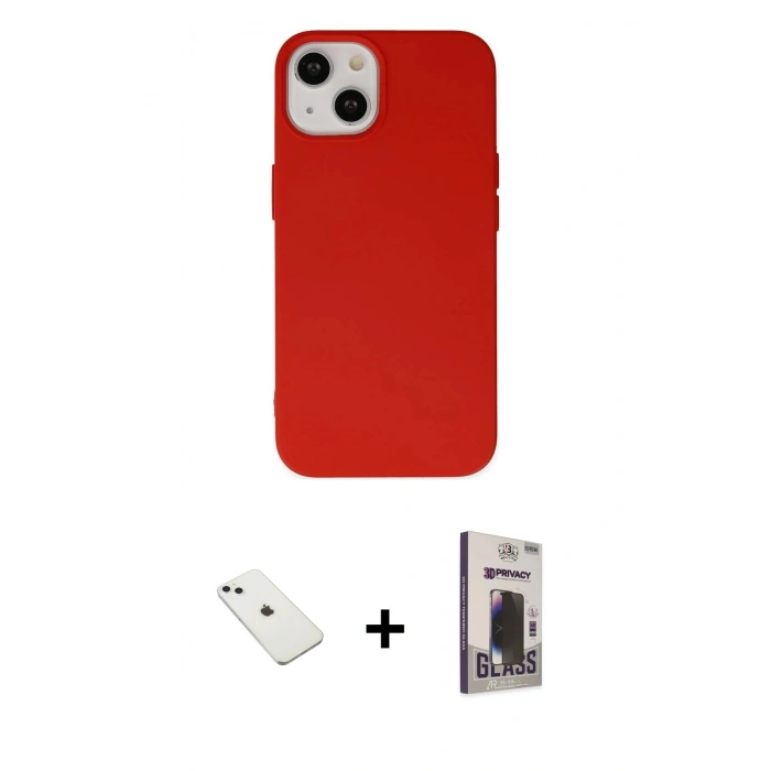 MARSİLYAN™- iPhone 14 Kılıf Ahenk Serisi - Siyah Bilvis Hayalet Cam Ekran Koruyucu + Diamond Kamera Lens - SABE