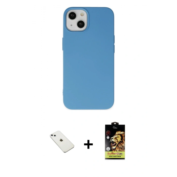 MARSİLYAN™- iPhone 14 Kılıf Ahenk Serisi - Siyah Buffer Cam Ekran Koruyucu + Diamond Kamera Lens - SABE