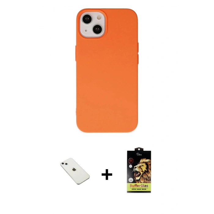 MARSİLYAN™- iPhone 14 Kılıf Ahenk Serisi - Siyah Buffer Cam Ekran Koruyucu + Diamond Kamera Lens - SABE