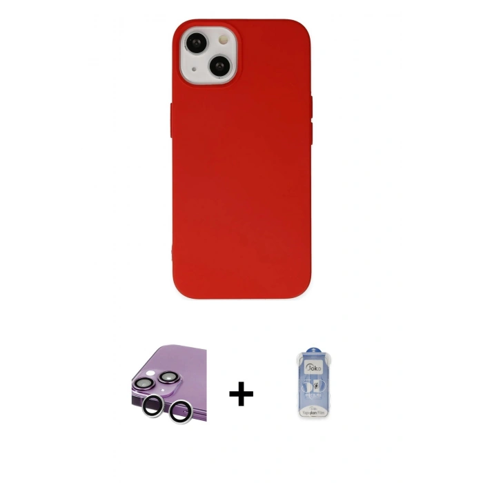 MARSİLYAN™- iPhone 14 Kılıf Ahenk Serisi - Siyah Joko Magic 5D Cam + Raze Metal Kamera Lens - GS