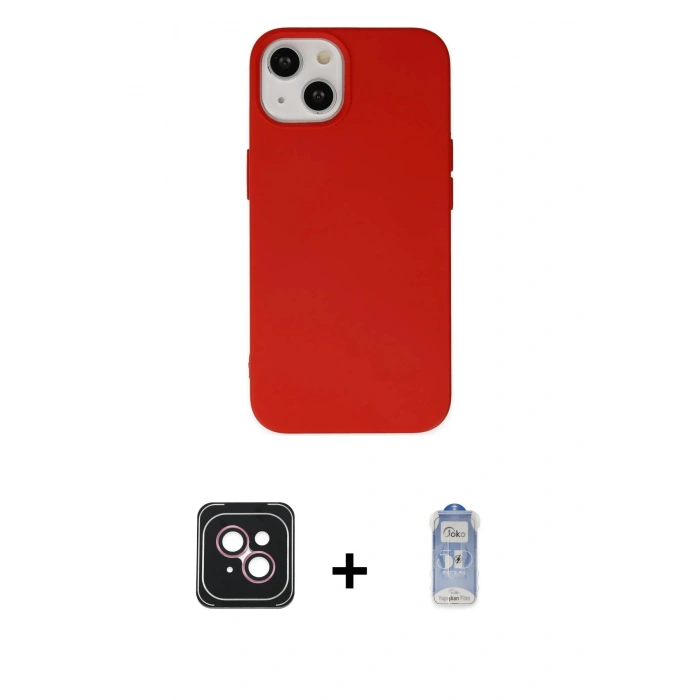MARSİLYAN™- iPhone 14 Kılıf Ahenk Serisi - Siyah Joko Magic 5D Cam + PVD Metal Kamera Lens - PE