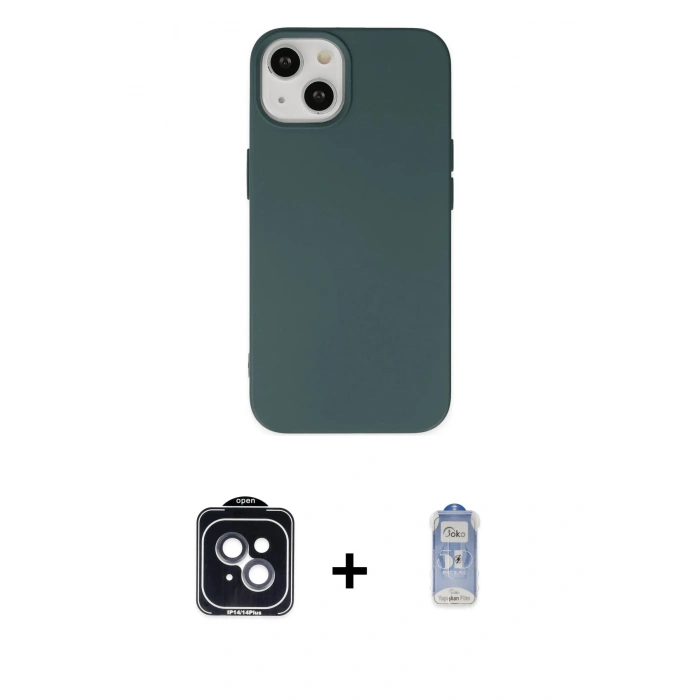 MARSİLYAN™- iPhone 14 Kılıf Ahenk Serisi - Siyah Joko Magic 5D Cam + PVD Metal Kamera Lens - SH