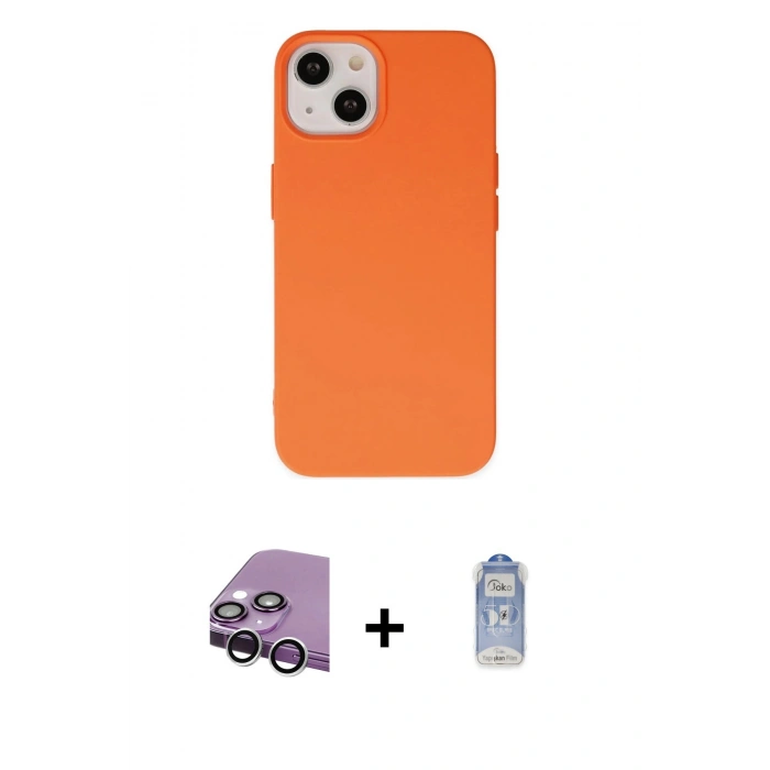 MARSİLYAN™- iPhone 14 Kılıf Ahenk Serisi - Siyah Joko Magic 5D Cam + Raze Metal Kamera Lens - GS