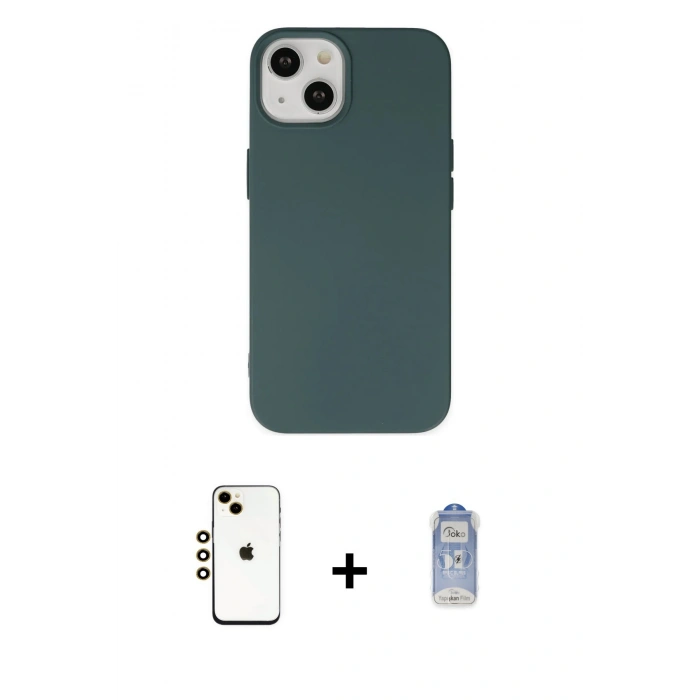 MARSİLYAN™- iPhone 14 Kılıf Ahenk Serisi - Siyah Joko Magic 5D Cam + Shine Kamera Lens - GD