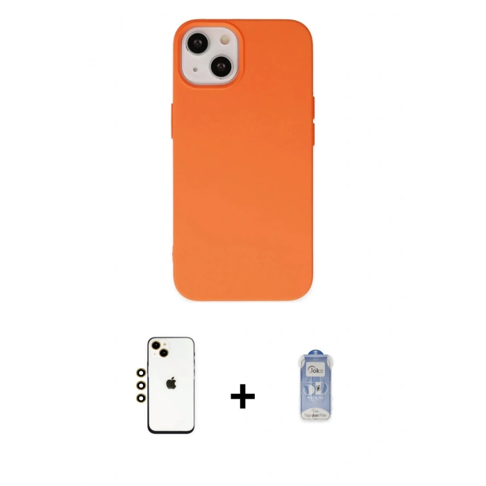 MARSİLYAN™- iPhone 14 Kılıf Ahenk Serisi - Siyah Joko Magic 5D Cam + Shine Kamera Lens - GD