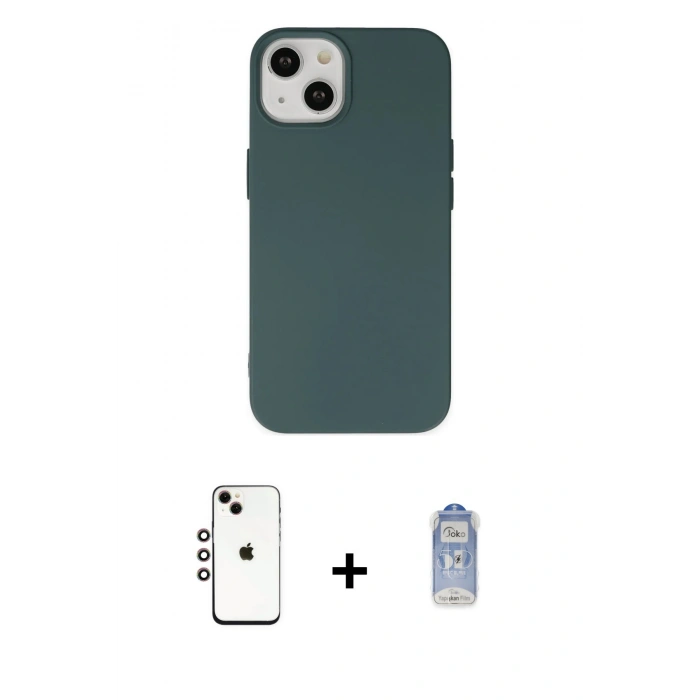 MARSİLYAN™- iPhone 14 Kılıf Ahenk Serisi - Siyah Joko Magic 5D Cam + Shine Kamera Lens - GI