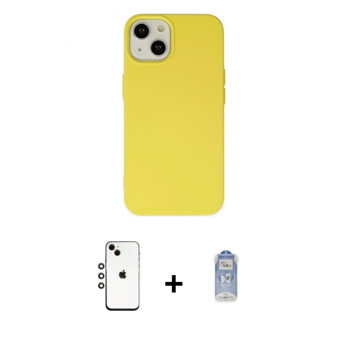 MARSİLYAN™- iPhone 14 Kılıf Ahenk Serisi - Siyah Joko Magic 5D Cam + Shine Kamera Lens - GI