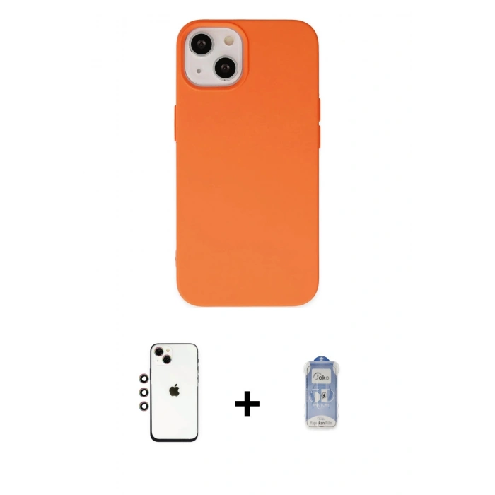 MARSİLYAN™- iPhone 14 Kılıf Ahenk Serisi - Siyah Joko Magic 5D Cam + Shine Kamera Lens - GI