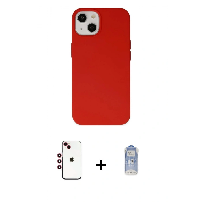 MARSİLYAN™- iPhone 14 Kılıf Ahenk Serisi - Siyah Joko Magic 5D Cam + Shine Kamera Lens - KI