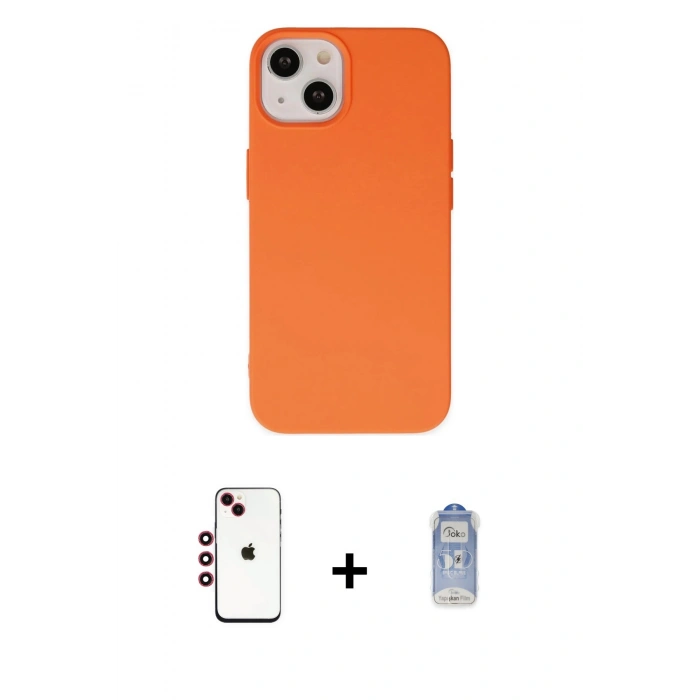 MARSİLYAN™- iPhone 14 Kılıf Ahenk Serisi - Siyah Joko Magic 5D Cam + Shine Kamera Lens - KI