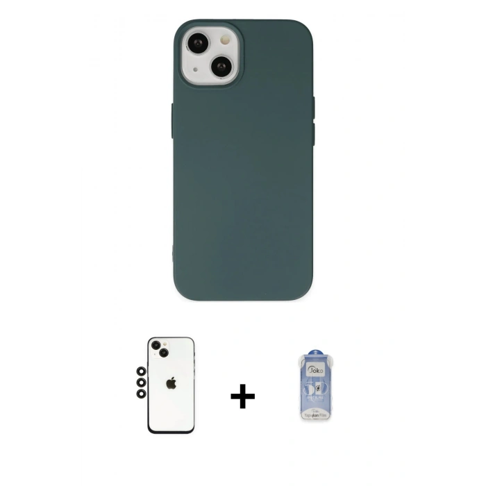 MARSİLYAN™- iPhone 14 Kılıf Ahenk Serisi - Siyah Joko Magic 5D Cam + Shine Kamera Lens - SH
