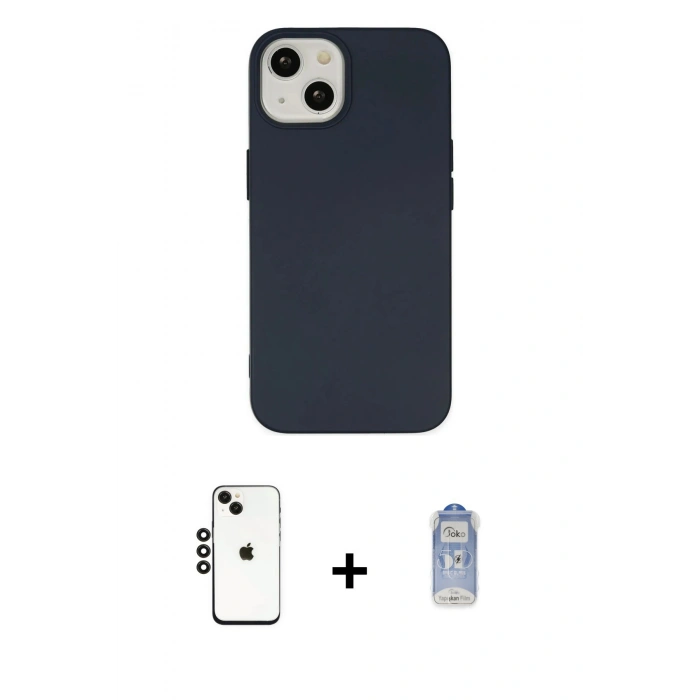 MARSİLYAN™- iPhone 14 Kılıf Ahenk Serisi - Siyah Joko Magic 5D Cam + Shine Kamera Lens - SH