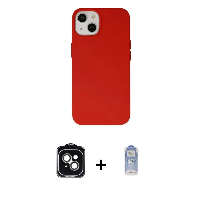 MARSİLYAN™- iPhone 14 Kılıf Ahenk Serisi - Siyah Joko Magic 5D Cam + PVD Metal Kamera Lens - YL