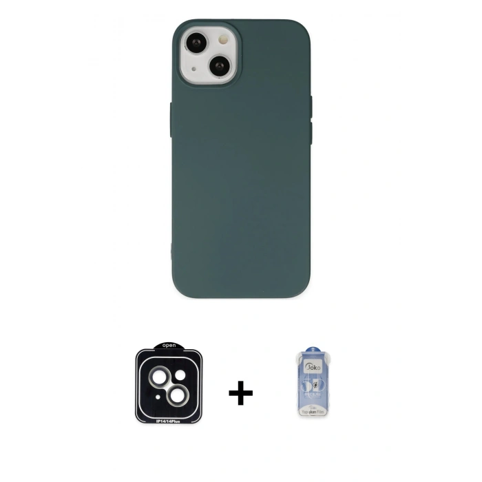 MARSİLYAN™- iPhone 14 Kılıf Ahenk Serisi - Siyah Joko Magic 5D Cam + PVD Metal Kamera Lens - YL