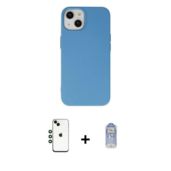 MARSİLYAN™- iPhone 14 Kılıf Ahenk Serisi - Siyah Joko Magic 5D Cam + Shine Kamera Lens - YL
