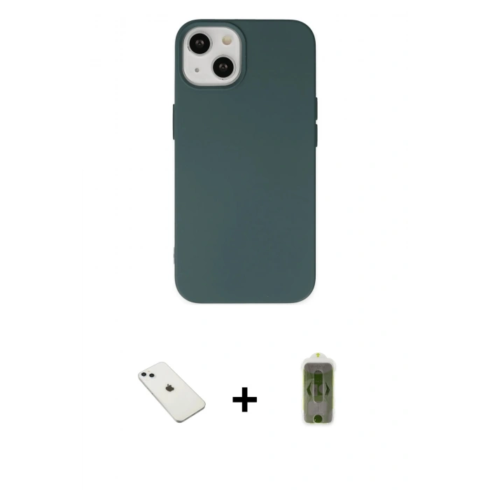 MARSİLYAN™- iPhone 14 Kılıf Ahenk Serisi - Siyah Joko Magic 5D Hayalet Cam + Diamond Kamera Lens - SABE