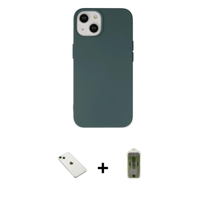 MARSİLYAN™- iPhone 14 Kılıf Ahenk Serisi - Siyah Joko Magic 5D Hayalet Cam + Diamond Kamera Lens - YL