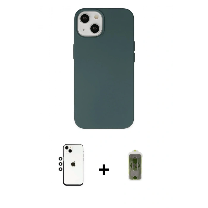 MARSİLYAN™- iPhone 14 Kılıf Ahenk Serisi - Siyah Joko Magic 5D Hayalet Cam + Shine Kamera Lens - GS