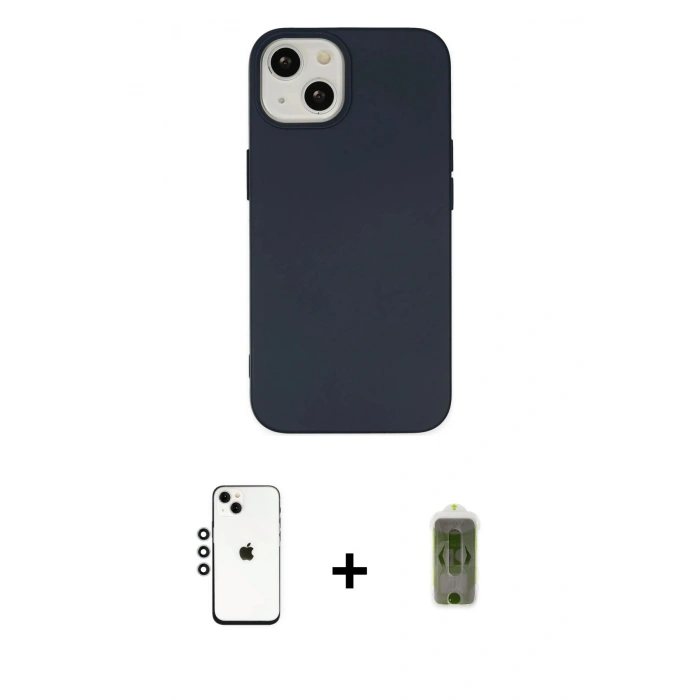 MARSİLYAN™- iPhone 14 Kılıf Ahenk Serisi - Siyah Joko Magic 5D Hayalet Cam + Shine Kamera Lens - GS