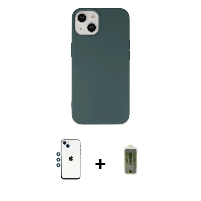 MARSİLYAN™- iPhone 14 Kılıf Ahenk Serisi - Siyah Joko Magic 5D Hayalet Cam + Shine Kamera Lens - MI