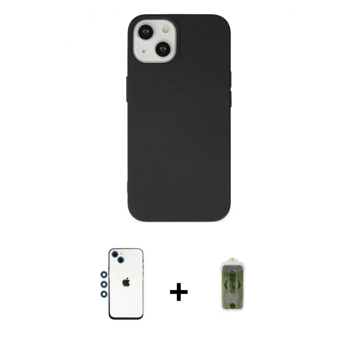 MARSİLYAN™- iPhone 14 Kılıf Ahenk Serisi - Siyah Joko Magic 5D Hayalet Cam + Shine Kamera Lens - MI