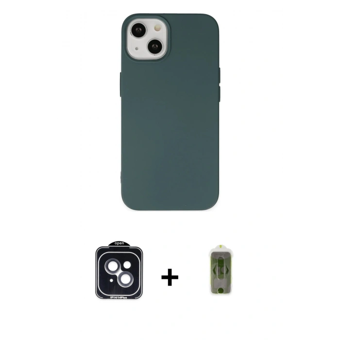 MARSİLYAN™- iPhone 14 Kılıf Ahenk Serisi - Siyah Joko Magic 5D Hayalet Cam + PVD Metal Kamera Lens - SH