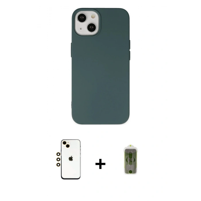 MARSİLYAN™- iPhone 14 Kılıf Ahenk Serisi - Siyah Joko Magic 5D Hayalet Cam + Shine Kamera Lens - GD