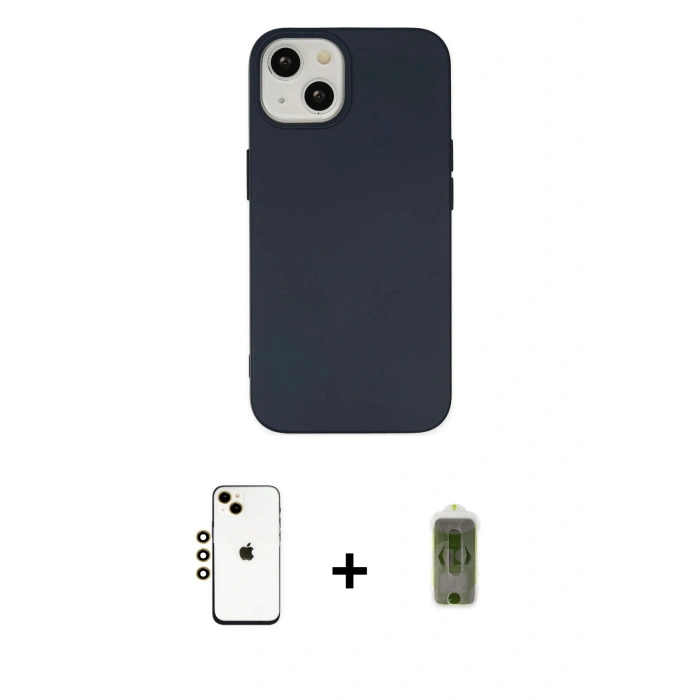 MARSİLYAN™- iPhone 14 Kılıf Ahenk Serisi - Siyah Joko Magic 5D Hayalet Cam + Shine Kamera Lens - GD