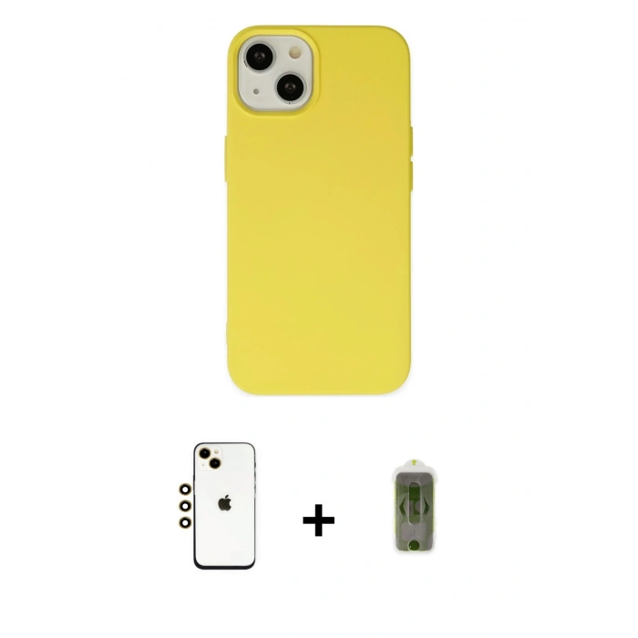 MARSİLYAN™- iPhone 14 Kılıf Ahenk Serisi - Siyah Joko Magic 5D Hayalet Cam + Shine Kamera Lens - GD