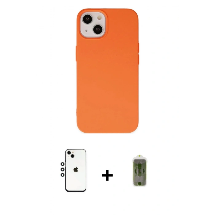 MARSİLYAN™- iPhone 14 Kılıf Ahenk Serisi - Siyah Joko Magic 5D Hayalet Cam + Shine Kamera Lens - GS