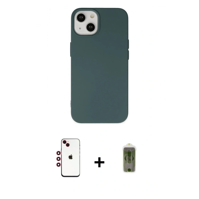MARSİLYAN™- iPhone 14 Kılıf Ahenk Serisi - Siyah Joko Magic 5D Hayalet Cam + Shine Kamera Lens - KI
