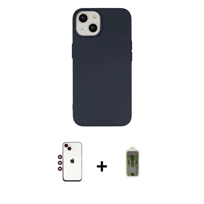 MARSİLYAN™- iPhone 14 Kılıf Ahenk Serisi - Siyah Joko Magic 5D Hayalet Cam + Shine Kamera Lens - KI