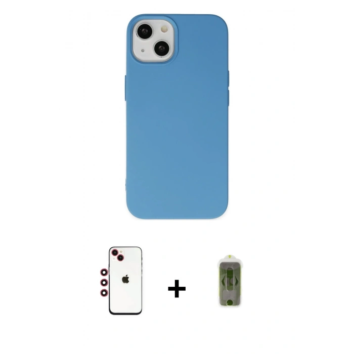 MARSİLYAN™- iPhone 14 Kılıf Ahenk Serisi - Siyah Joko Magic 5D Hayalet Cam + Shine Kamera Lens - KI