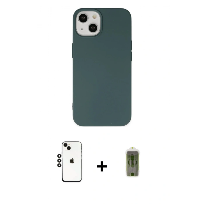 MARSİLYAN™- iPhone 14 Kılıf Ahenk Serisi - Siyah Joko Magic 5D Hayalet Cam + Shine Kamera Lens - SH
