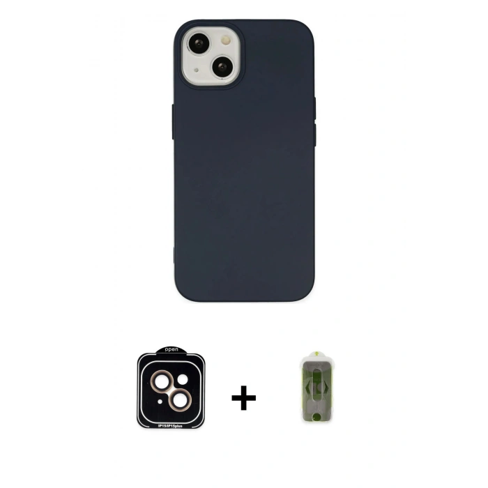 MARSİLYAN™- iPhone 14 Kılıf Ahenk Serisi - Siyah Joko Magic 5D Hayalet Cam + PVD Metal Kamera Lens - TU