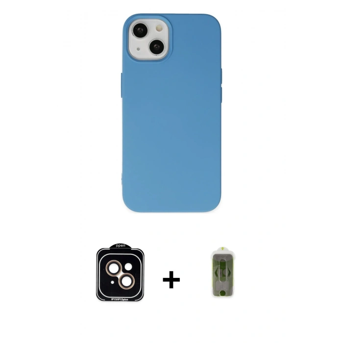 MARSİLYAN™- iPhone 14 Kılıf Ahenk Serisi - Siyah Joko Magic 5D Hayalet Cam + PVD Metal Kamera Lens - TU