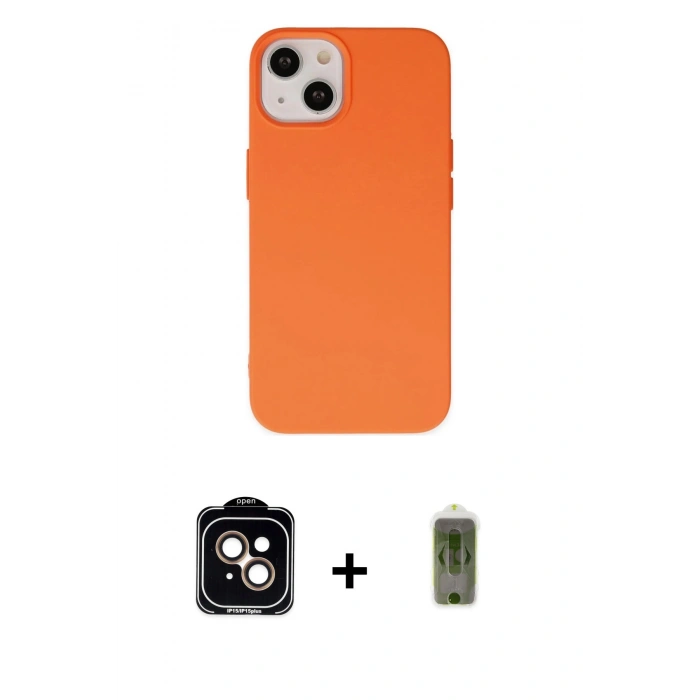 MARSİLYAN™- iPhone 14 Kılıf Ahenk Serisi - Siyah Joko Magic 5D Hayalet Cam + PVD Metal Kamera Lens - TU