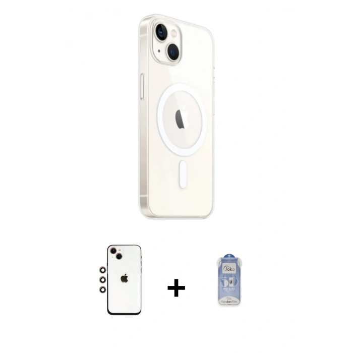 MARSİLYAN™- iPhone 14 Kılıf Ahenk Yansıma Prime - Siyah Joko Magic 5D Cam + Shine Kamera Lens - GI