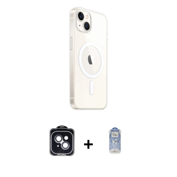 MARSİLYAN™- iPhone 14 Kılıf Ahenk Yansıma Prime - Siyah Joko Magic 5D Cam + PVD Metal Kamera Lens - SH
